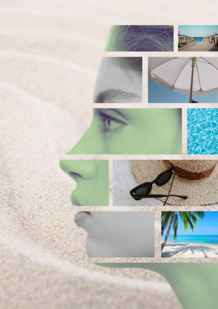 Portret met strandafbeeldingen